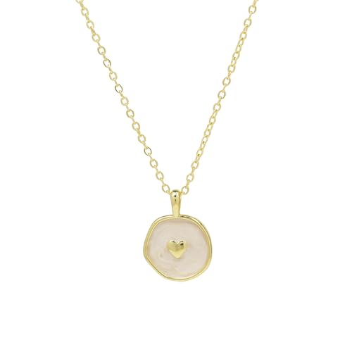 Dainty Necklace Initial Necklace For Women Round Moon star Clover Pendant Chain Coin Necklaces - color: Q