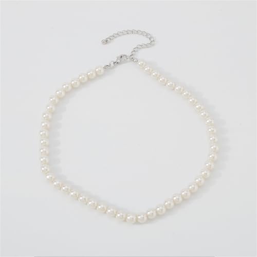 Chunky Pearl Choker Necklace - Stackable Statement Wedding Party Jewelry Gift - size: 8mm pearl