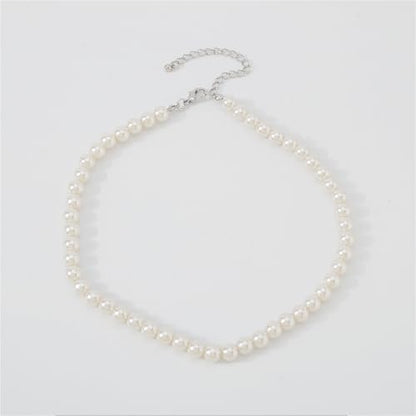 Chunky Pearl Choker Necklace - Stackable Statement Wedding Party Jewelry Gift - size: 8mm pearl