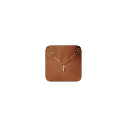 Pearl Necklaces for Women Trendy,14k Gold Plated Pearl Pendant Necklace Dainty Wedding Necklace Small Cute Gold Choker Necklace for Women Non Tarnish Gold Prom Jewelry Fashion Bridesmaids Gifts - color: gold flower