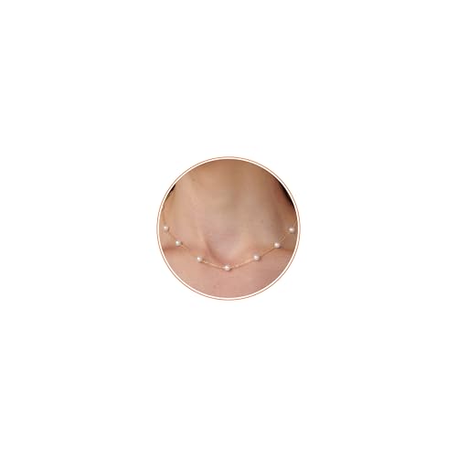Pearl Necklace for Women- 14K Gold-plated/White Gold-plated Dainty Pearl Necklace for Women - color: Gold pearl station