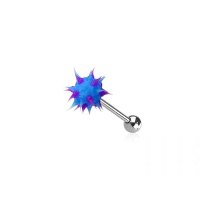 Pierced Owl 14GA 316L Stainless Steel Soft Silicone Spike Ball Tongue Barbell - style: Blue/Purple
