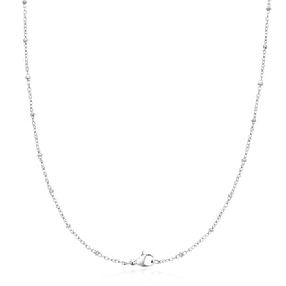 Adabele 304 Surgical Stainless Steel Satellite Bead Station Chain Necklace Cable/Curb 18 20 22 Inch Non Tarnish Waterproof Women Jewelry - size: 22 Inch - 10pcs, style: 1.7mm cable chain