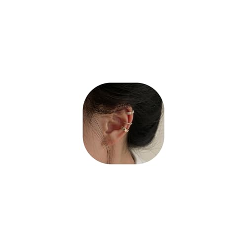 Gold Ear Cuff Earrings for Women Non Piercing 14K Gold Plated/Silver Cuff Clip On Cartilage Hoop Shining Cubic Zirconia Twisted Chain Ear Clip On Earring for Women Chunky Ear Cuffs Earrings - color: goldB