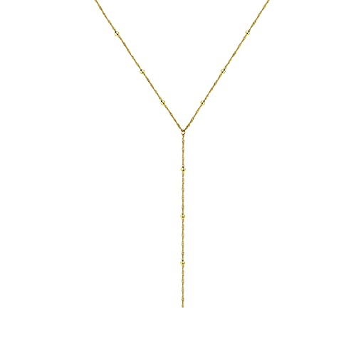 Coshilta Lariat Gold Necklace for Women, Dainty Long Necklace Gold Plated Y-Shaped Pendant Necklace Minimalist Drop Layered Necklaces Gold Plated Jewelry For Women Gift - color: Gold-N0258