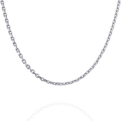 Gold Silver Necklace Chain With Adjustable Lobster Clasp, Diamond Cut Geometric Gold Beads Stationed on Dainty 2mm Cable Box Chain, 16 Inches Rolo Oval Figaro Link Singapore Chain. - color: Silver04