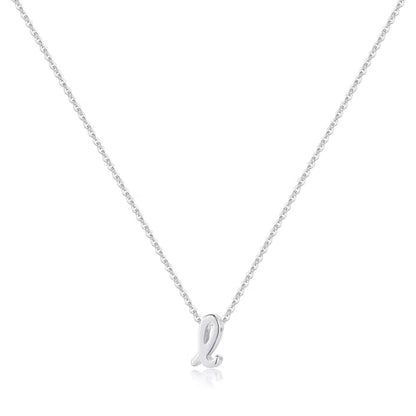 Memorjew 925 Sterling Silver Cursive Initial Necklace, Letter A-Z Necklace | 925 Sterling Silver Necklace, Dainty Letter Cursive Initial Necklaces for Women Trendy Jewelry, Birthday Gifts for Women Her - style: L-Silver