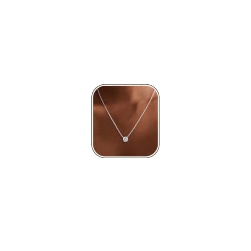 Gold Silver Necklace for Women, Dainty Cubic Zirconia Pendant | Teardrop CZ Charm, 14K Gold/Sterling Silver Plated, Adjustable Chain, Hypoallergenic & Waterproof Jewelry, Cute Trendy Gift - color: Silver-Solitaire cz