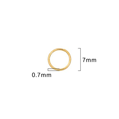 BEADIA 18K Gold Plated Jump Rings Non Tarnish 7mm 300pcs for Jewelry Making Findings - color: Gold, size: 0.7x7mm