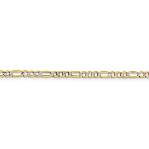 14k Gold 3.2mm Semi-Solid Two-Tone Figaro Link Chain Bracelet 7" Stylish Women’s Bracelets – Minimalist Accessories to Elevate Any Outfit Chic Fashion Accessories