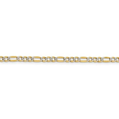 14k Gold 3.2mm Semi-Solid Two-Tone Figaro Link Chain Bracelet 7" Stylish Women’s Bracelets – Minimalist Accessories to Elevate Any Outfit Chic Fashion Accessories