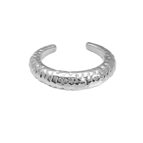 Chunky Geometric Textured Open Cuff Bangle Bracelet for Women Men Trendy Hammered Statement Cuff Bracelet Spiraled Oval Charm Cuff Bracelet Jewelry Gifts - color: Style A S