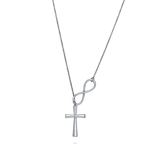 BERRICLE Sterling Silver Lariat Necklace for Women - Celestial Charm, Infinity Cross, Melody Note, Teardrop Styles - style: Infinity Cross