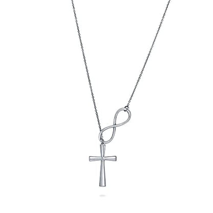 BERRICLE Sterling Silver Lariat Necklace for Women - Celestial Charm, Infinity Cross, Melody Note, Teardrop Styles - style: Infinity Cross