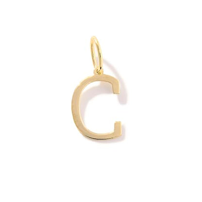 14K Solid Gold Initial Letter Charm Pendant for Women - Personalized Block Letter Add On Charm (A to Z All Letters) - color: C