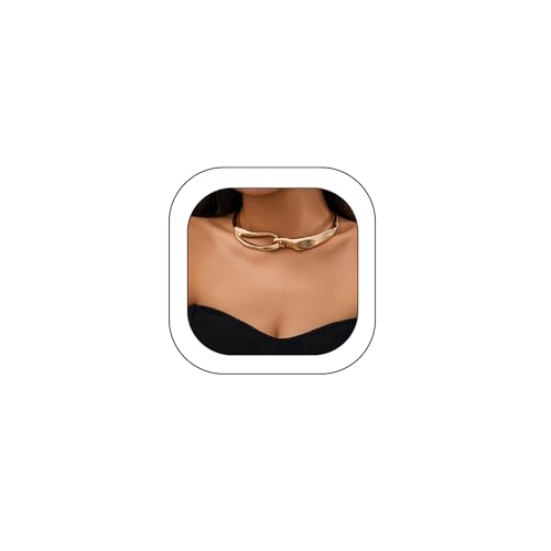 Chunky Gold Necklace Big Statement Chunky Necklace for Women African Tribe Wide Metal Choker Necklaces Jewelry - color: 07 Gold