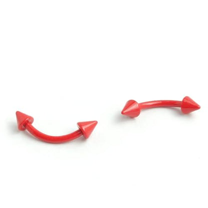 2Pcs 16G Red Spike Eyebrow Rings for Women Men Surgical Steel Curved Barbell Eyebrow Rings Studs Helix Rook Earrings Simple Body Piercing Jewelry