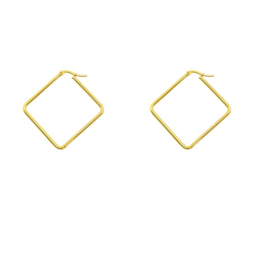 Hoop Earrings for Women - 18K Gold Plated Copper Minimalist Jewelry, Hypoallergenic Lightweight Design Fashion Statement Accessories for Daily Wear & Gifts - size: 34mm
