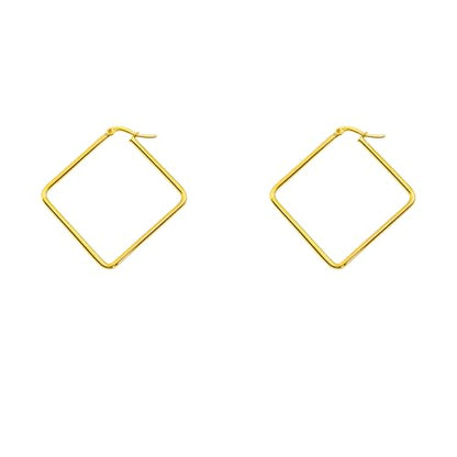 Hoop Earrings for Women - 18K Gold Plated Copper Minimalist Jewelry, Hypoallergenic Lightweight Design Fashion Statement Accessories for Daily Wear & Gifts - size: 34mm