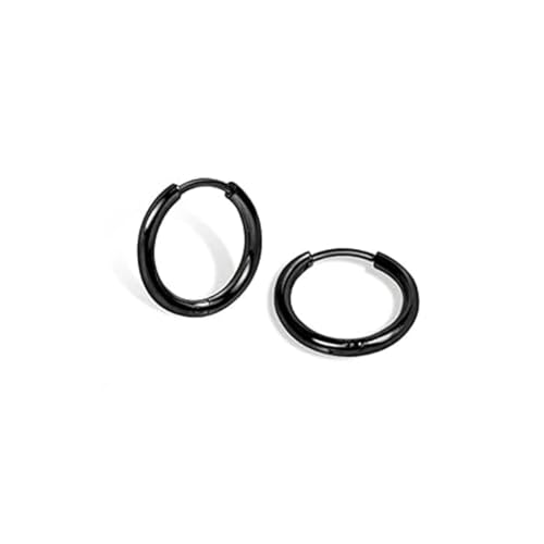 1 Pair 6mm Black Earrings for Men Women, 316L Surgical Stainless Steel Small Hoop Earrings Hypoallergenic Non Tarnish Cartilage Hoop Earrings for Multiple Piercing Huggie Hoop Earrings (Black/1.6mm) - color: Black, size: 6mm (Thickness: 1.6MM)