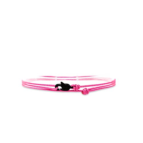 Made by Nami Surfer Anklet with Snap Hook Clasp Waterproof & Adjustable Thin String Ankle Bracelets for Women and Men Handmade Jewelry for Beach and Music Festival Accessories - color: Rose Black