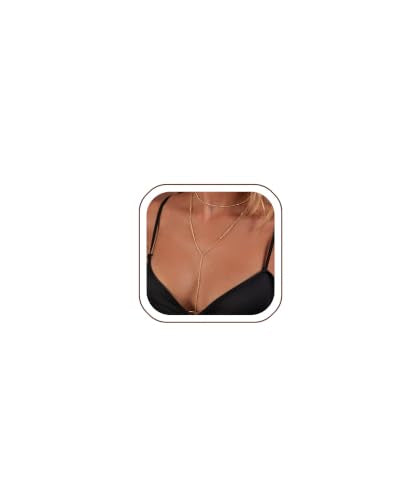 Luxval Lariat Silver Necklace for Women, Dainty Long Necklace Silver Y-Shaped Pendant Necklaces Trendy Beaded Chain Drop Necklaces Jewelry for Women Gifts - color: Gold-Bead Layered