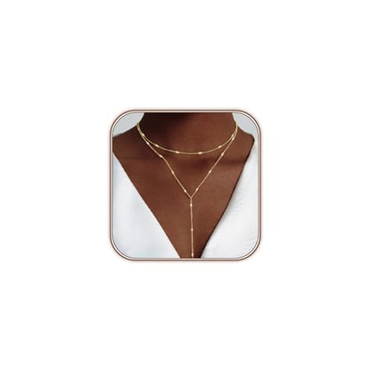 HAXIYA Gold Pearl Y-Shaped Necklace for Women Layered Lariat Long Pendant | 14K Gold Plated/Sterling Silver Dainty Drop Chain Layered Pearl/Beaded Necklaces Simple Gold Jewelry for Women - color: Sequin - Gold