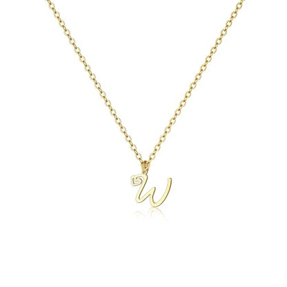 Tewiky Initial Necklace for Women-14k Gold Plated Dainty Letter Necklaces | Trendy Cute Custom Personalized Monogram Necklaces - color: gold, style: W