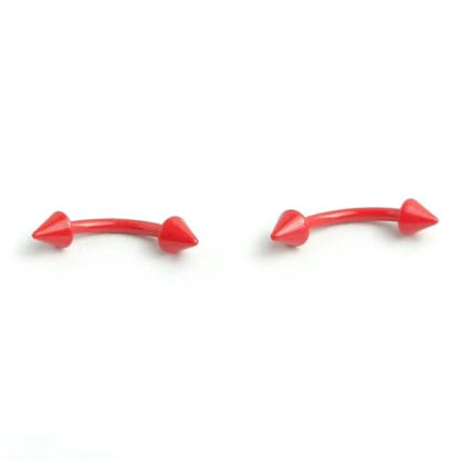 2Pcs 16G Red Spike Eyebrow Rings for Women Men Surgical Steel Curved Barbell Eyebrow Rings Studs Helix Rook Earrings Simple Body Piercing Jewelry