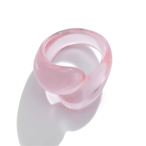 Chunky Resin Twist Stackable Ring for Women,Boho Cute Multicolor Thick Acrylic Statement Ring Trendy Aesthetic Y2k Colorful Knuckle Finger Jewelry - color: Pink