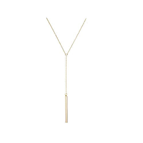 Dcfywl731 Minimal Dainty Gold Plated Dangle Earrings Layered Bar Pendant Neckalce Gold Long Y-Necklace Gold Earrings and Necklaces Set Delicate Lariat Chain Jewelry for Women - color: B3: gold long necklaces