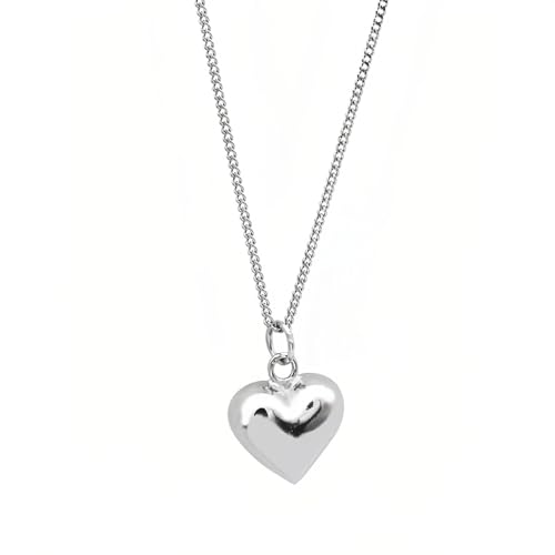 Elegant Twist Chain Necklace with Heart Shape Pendant for Women & Men – Silver Plated Dainty & Durable 2.3mm Chain