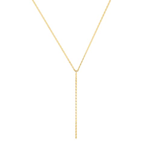 Foxgirl Long Gold Necklace for Women- Dainty 14k Gold Plated Drop Lariat Necklace Layered Simple CZ Y-Shaped Body Chain Stack Wedding Necklace Trendy - color: square chain