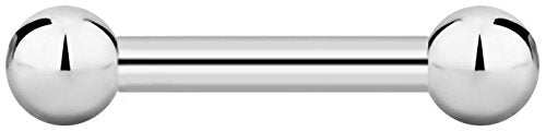 Forbidden Body Jewelry nipple barbell, nipple bars, silver nipplerings piercing Surgical Steel 8g - 18g Straight Barbell Body Jewelry (Sold Individually) - style: 8G 16mm (5/8") 6mm Balls