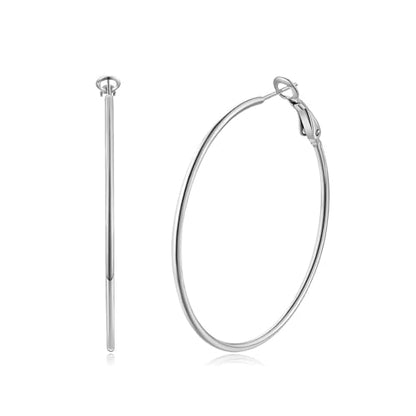 14K Gold Plated 925 Sterling Silver Posts large Hoop Earrings for Women, Hypoallergenic Big Hoop Earrings Lightweight Jewelry for Women 30/40/50/60/70MM - color: Silver-60mm