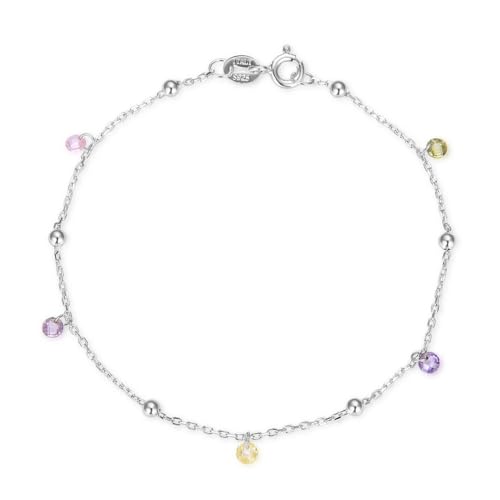 Adabele Solid Sterling Silver 18K White Gold Bead Station Anklet 2.5mm Cubic Zirconia CZ 9 10 11 Inch Thin Dainty Hypoallergenic Nickel Free Tarnish Resistant Women Jewelry - style: 18K White Gold