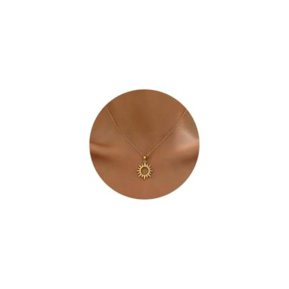 Gold Necklace for Women Dainty 18K Gold Plated | Sun Horn Crescent Moon Lucky Horse Shoe Pendant Necklace Waterproof Stainless Steel Trendy Jewelry, Gift Box Included - color: Sun-Gold
