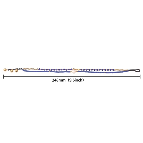Made by Nami Boho Surfer Anklet Waterproof & Adjustable Beaded Anklets for Women Beachy Ankle Bracelet Made from Waxed Cotton Rope and Beads for Summer and Hippie Style - color: Blue Pearl