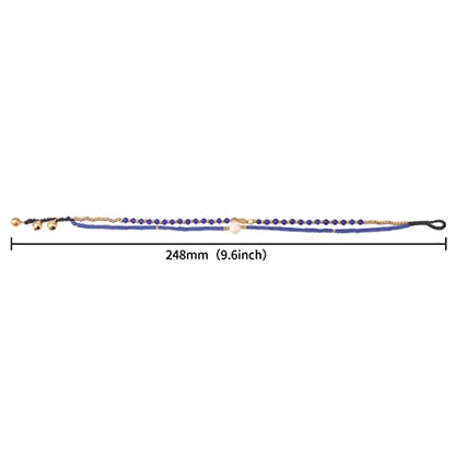 Made by Nami Boho Surfer Anklet Waterproof & Adjustable Beaded Anklets for Women Beachy Ankle Bracelet Made from Waxed Cotton Rope and Beads for Summer and Hippie Style - color: Blue Pearl