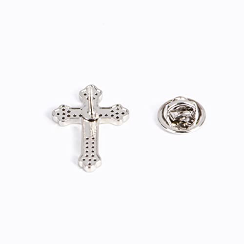 Men's Tie Pins Lapel Pins Brooches Suit Accessories - color: 1pcs cross silver