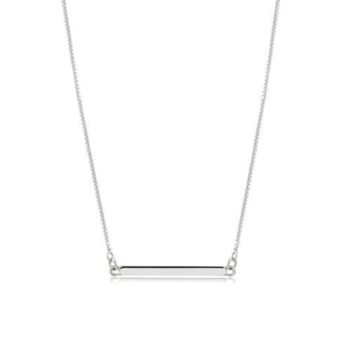 CISHOP Minimalist Bar Necklace for Women Horizontal Bar Necklace Pendant necklace for women - color: Silver Plated Brass