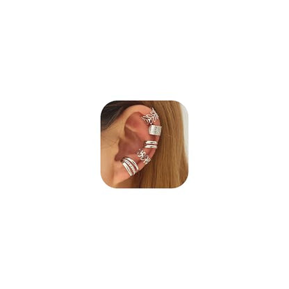 5 Pcs Gold Ear Cuffs for Women Non Piercing Ear Cuff Earrings Clip on Earring Set Huggie Hoop Earrings Cartilage Earrings Stack Jewelry for Women