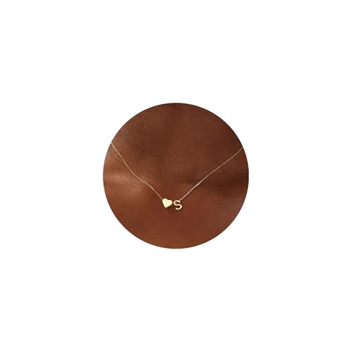 Turandoss Heart Initial Necklace for Women Teen Girls - 18K Gold Plated Letter A-Z Pendant Necklace Dainty Heart Necklaces Tiny Initial Necklaces Birthday Gifts for Women Jewelry - color: Gold, style: S