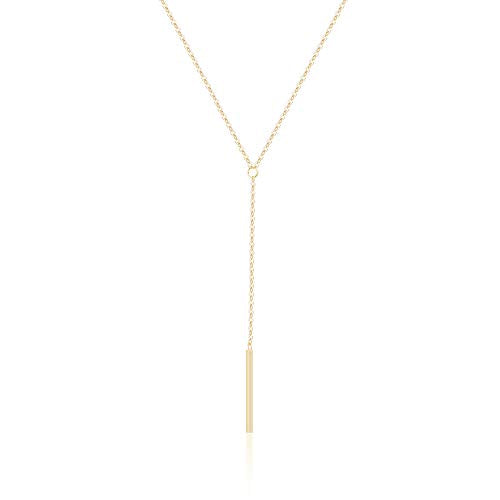 itianxi Gold Tiny Y Shaped Dainty Necklace 18K Gold Plated Cute Bar Vertical Lariat Necklace for Women - color: lariat