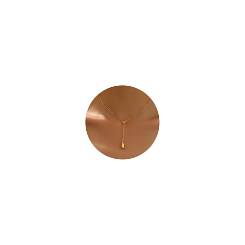 Dainty 18K Gold Plated Lariat Necklace for Women Delicate Y Chain Rose Pearl Diamond Long Drop Necklace Layering Bridal Jewelry Gift - color: Waterdrop-Gold