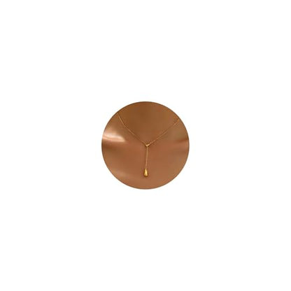 Dainty 18K Gold Plated Lariat Necklace for Women Delicate Y Chain Rose Pearl Diamond Long Drop Necklace Layering Bridal Jewelry Gift - color: Waterdrop-Gold