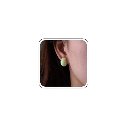 Green Acrylic Chunky Hoop Earrings Resin C Shaped Circle Open Hoop Earrings Vintage Cute Candy Geometric Earring Small Acrylic Studs Earring Jewelry for Women - color: Green