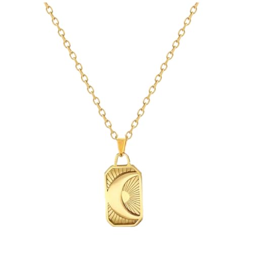 Sun and Moon Necklace for Women Purple Tangled Sun Pendant Gold Sunflower Necklace Healing Crystal Jewelry Celestial Boho Spiritual Fairycore Gift - color: A-Moon