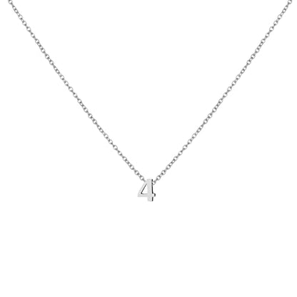 Number Necklace for Women Dainty 18K Gold Plated Pendant Necklace Charm Birth Month Personalized Jewelry Birthday Gift - color: SILVER, style: Number 4