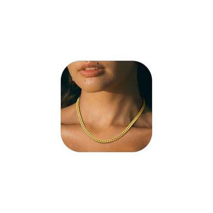 PROSTEEL Chunky Cuban Link Curb Chain Necklace for Women Men, Stainless Steel Choker Thick Trendy Statement Hip Hop Miami Cuban Chain Jewelry Gifts Unisex Size,5/12/14mm Widths,18"/20" - color: 5mm-Gold, size: 18inches